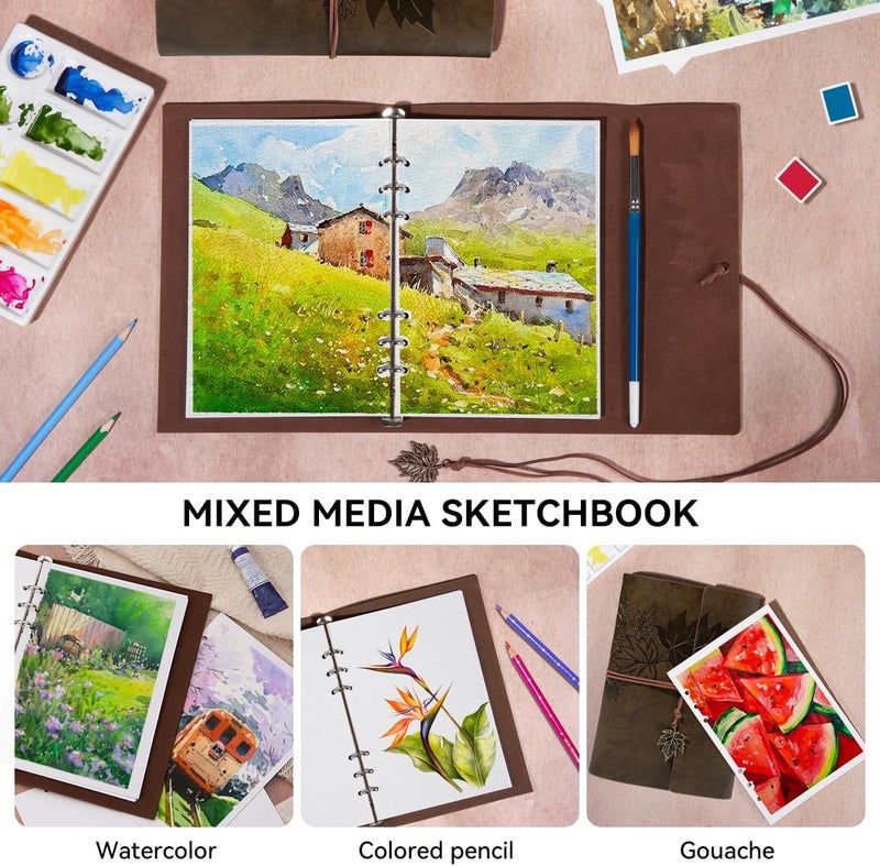 Lightwish Watercolor Sketchbook,100% Cotton Acid Free Watercolor Journal,300gsm/140lb Cold Press Watercolor Paper for Artists,Adults,Students,20 Sheets,9.25 * 6.3 Inches - Image 3